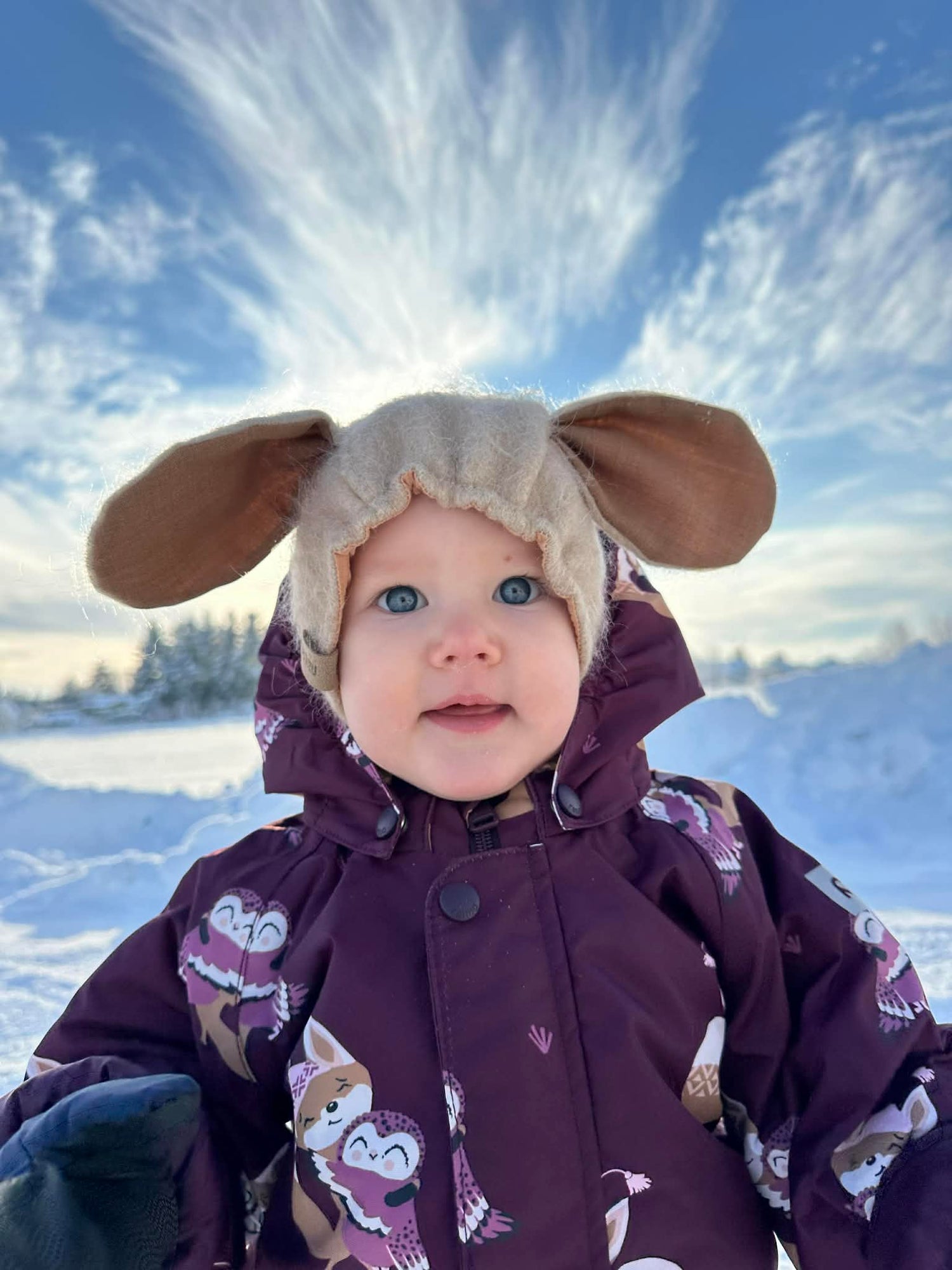 Cute little baby boy wearing handmade linen set available to purchase